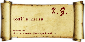 Koós Zilia névjegykártya
